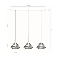 Lampa wisząca Raquelle 3xE27 maks. 60W Dąb olejowany/Czarny metal/Czarny kabel PCV 187119304