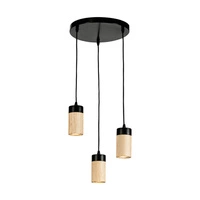 Lampa wisząca Annick w zestawie Kabel 3xLED GU10 5W Dąb olejowany/Czarny metal/Czarny silikonowy oplot 1419304R