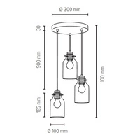 Alessandro Wood Lampa Wisząca 3xE27 Max.60W Dąb Olejowany/Transparentny 1760374R