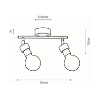 Lampa Sufitowa Marjolaine 2xE27 Max.25W Dąb Olejowany/Czarny Metal 2831204