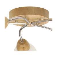 Santa Ceiling Lamp 5xE27 Max.60W Birch Wood/Chrome Metal/White Glass 8552560