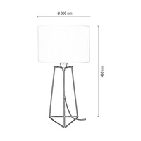 Lampa stołowa Marlene 1xE27 maks. 25W Czarny metal/czarny kabel PCV/biały klosz z tkaniny 7682104
