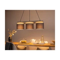 Lampa wisząca Pino Mix 3xE27 maks. 40W barwiona sosna szara/czarny metal/czarny kabel PVC/antracytowy klosz z tkaniny 6760489404