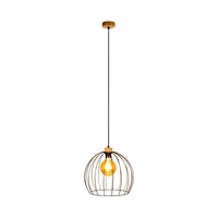 Lampa wisząca Coop 1xE27 maks. 60W Dąb olejowany/Czarny metal/Czarny kabel PCV 1881974