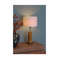 Pino Table Lamp 1xE27 Max.40W Stained Pine Brown/Black Metal/Black Fabric Cable/White Fabric Shade 77627904