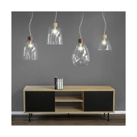 Lampa Wisząca Campana 1xE27 Max.60W Dąb Olejowany/Przezroczysty Kabel PCV/Przezroczyste Szkło 9842074