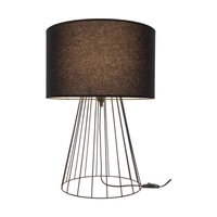 Lampa stołowa Swan 1xE27 maks. 60W Czarny metal/czarny kabel PCV/czarny klosz z tkaniny 89349104