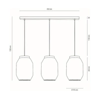 Vaso Pendant Lamp 3xE27 Max.60W Oiled Oak/Transparent PVC Cable/Transparent Glass 169110374