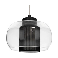 Lampa wisząca Cordia 3xE14 Max.9W Czarny metal/Przezroczysty kabel PVC/Czarny klosz z tkaniny/Szkło przezroczyste 1192334A1028