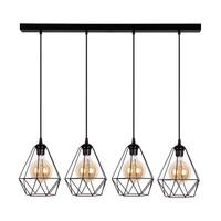 Lampa wisząca Diament 4xE27 Max.60W Czarny Metal/Czarny Kabel PCV 2179404