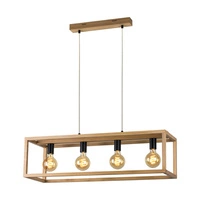 Kago Pendant Lamp 4xE27 Max.60W Oiled Oak/Black Metal/Transparent PVC Cable 61590474