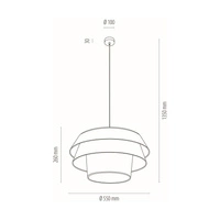 Lampa Wisząca Amar 1xE27 Max.60W Czarny Metal/Przezroczysty Kabel PCV/Abażur z Białej Tkaniny 160950104