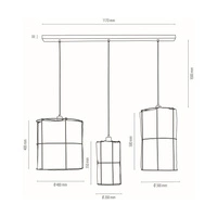 Marinero Pendant Lamp 3xE27 Max.15W LED Black Metal/Black Fabric Cable/Beige Linen Shade 184119304