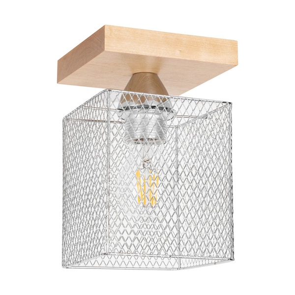 Norman Wood Ceiling Lamp 1xE27 Max.25W Birch Wood/Chrome Metal 8175160