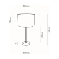 Lampa stołowa Dove 1xE27 maks. 40W chromowany metal/przezroczysty kabel PVC/biały klosz z tkaniny 724380128