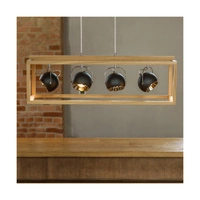 Lampa wisząca Roy Zawiera 4xLED GU10 5W Dąb Olejowany/Czarny Metal/Przezroczysty Kabel PCV 61640474