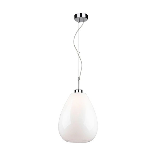 Piro Pendant Lamp 1xE27 Max.60W Chrome Metal/Transparent PVC Cable/White Glass 9824028