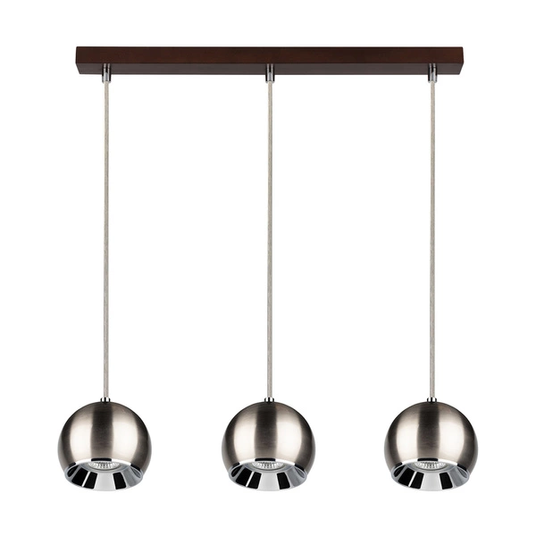 Ball Wood Pendant Lamp Incl. 3xLED GU10 5W Walnut Beech Wood/Satin Metal 5141376