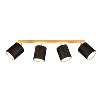 Lampa sufitowa Aprillia 4xE27 maks. 25W dąb olejowany/czarny klosz z tkaniny 56746474