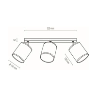 Aprillia Ceiling Lamp 3xE27 Max.25W Black Metal/Chrome Metal/White Fabric Shade 56744304
