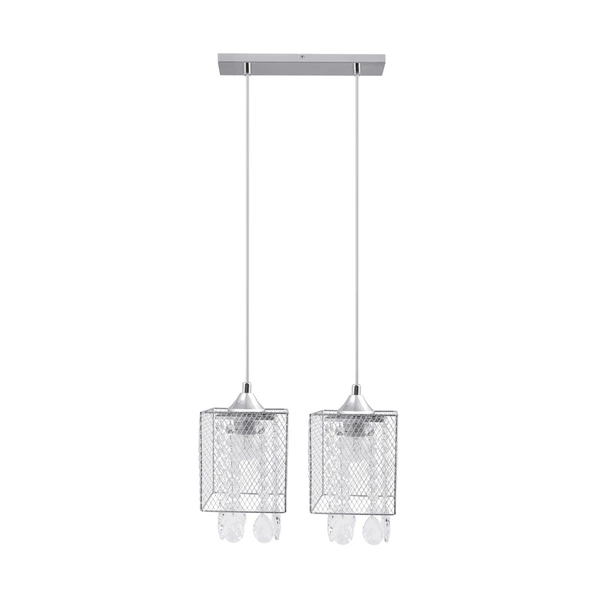 Gracja Pendant Lamp 2xE27 Max.60W Chrome Metal/Transparent PVC Cable/Transparent Glass 8171228