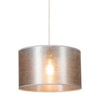 Lampa Wisząca Nevoa 1xE27 Max.60W Czarny Metal/Przezroczysty Kabel PCV/Abażur ze srebrnej tkaniny 154930104