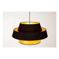 Złota lampa wisząca Preto 1xE27 Max.60W Czarny metal/Czarny kabel z tkaniny/Czarno-złoty klosz z tkaniny 150099104