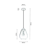 Kigali Pendant Lamp 1xE27 Max.60W Oiled Oak/Black Metal/Black PVC Cable/Smoked Glass 5500063