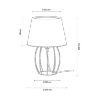 Lampa stołowa Merano 1xE27 maks. 25W Czarny metal/czarny kabel PCV/biały klosz z tkaniny 7566104
