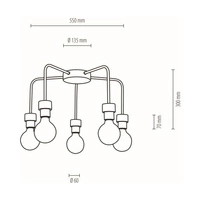 Lampa Sufitowa Eclait 5xE27 Maks. 40W Dąb Olejowany/Czarny Metal 5834574