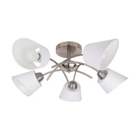 Mette Ceiling Lamp 5xE27 Max.40W Satin Metal/White Fabric Shade 8341527