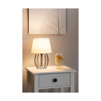 Lampa stołowa Merano 1xE27 maks. 25W Czarny metal/czarny kabel PCV/biały klosz z tkaniny 7566104