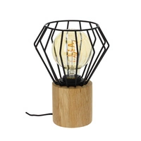 Lampa stołowa Vento 1xE27 Max.60W Dąb olejowany/Czarny kabel PVC/Czarny metal 63814174