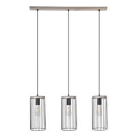 Timeo Pendant Lamp 3xE27 Max.60W Stained Pine Gray/Black PVC Cable/Black Metal 195109357
