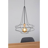 Lampa wisząca Casa Rina 1xE27 Max.60W Dąb olejowany/Czarny metal/Czarny kabel PCV 179419104