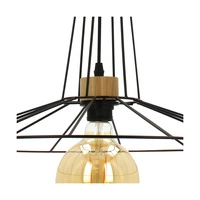 Ferro Pendant Lamp 1xE27 Max.60W Oiled Oak/Black Metal/Black PVC Cable 1010421231020