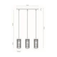 Timeo Pendant Lamp 3xE27 Max.60W Stained Pine Gray/Black PVC Cable/Black Metal 195109357