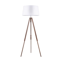 Lampa podłogowa na statywie 1xE27 maks. 60W drewno bukowe z orzecha włoskiego/przezroczysty kabel PVC/abażur z białej tkaniny 6021076