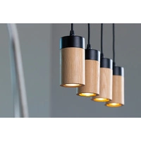 Lampa wisząca Annick w zestawie Kabel 4xLED GU10 5W Dąb olejowany/Czarny metal/Czarny silikonowy oplot 1419404