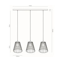 Lampa wisząca Swan 3xE27 Max.60W Dąb olejowany/Czarny metal/Czarny kabel PCV 19319304