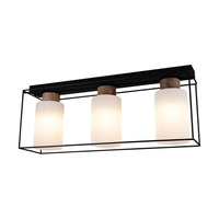 Lampa Sufitowa Gretter 3xE27 Max.60W Dąb Olejowany/Czarny Metal/Białe Szkło 4030418620762