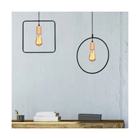 Drewniana lampa wisząca Carsten 1xE27 Max.60W Dąb olejowany/Czarny metal/Czarny kabel z tkaniny 1651174