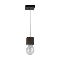 Trongo Square Pendant Lamp 1xE27 Max.60W Walnut Beech Wood/Black Fabric Cable 7169176