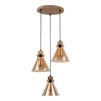 Serena Pendant Lamp 3xE27 Max.60W Oiled Oak/Black PVC Cable/Brown Glass 9743374