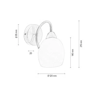 Pisa Wall Lamp 1xE27 Max.60W Satin Metal/White Glass 8280127