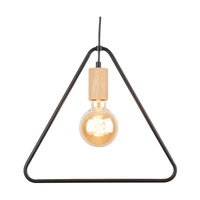 Drewniana lampa wisząca Carsten 1xE27 Max.60W Dąb olejowany/Czarny metal/Czarny kabel z tkaniny 1652174
