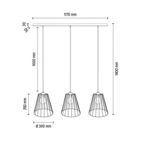 Lampa wisząca Swan 3xE27 Max.60W Czarny metal/czarny kabel PVC 19349304