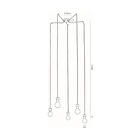 Lampa wisząca Clarte 5xE27 maks. 60W Dąb olejowany/Czarny metal/Czarny kabel z tkaniny 3491504