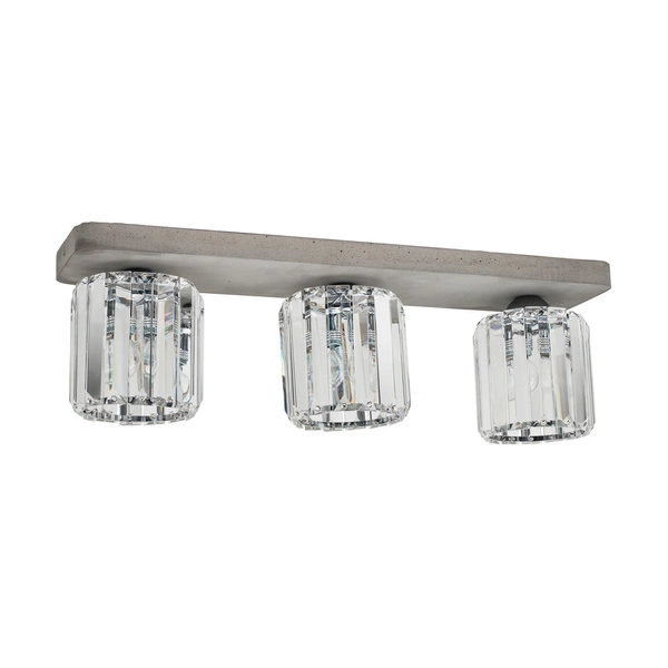 Lampa Sufitowa Glory 3xE27 Max.60W Szary Beton/Przezroczyste Szkło 2361336