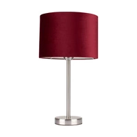 Lampa Stołowa Scarlett 1xE27 Maks. 40W Metal Satynowy/Przezroczysty Kabel PCV/Klosz Bordowy Aksamitny 7755027